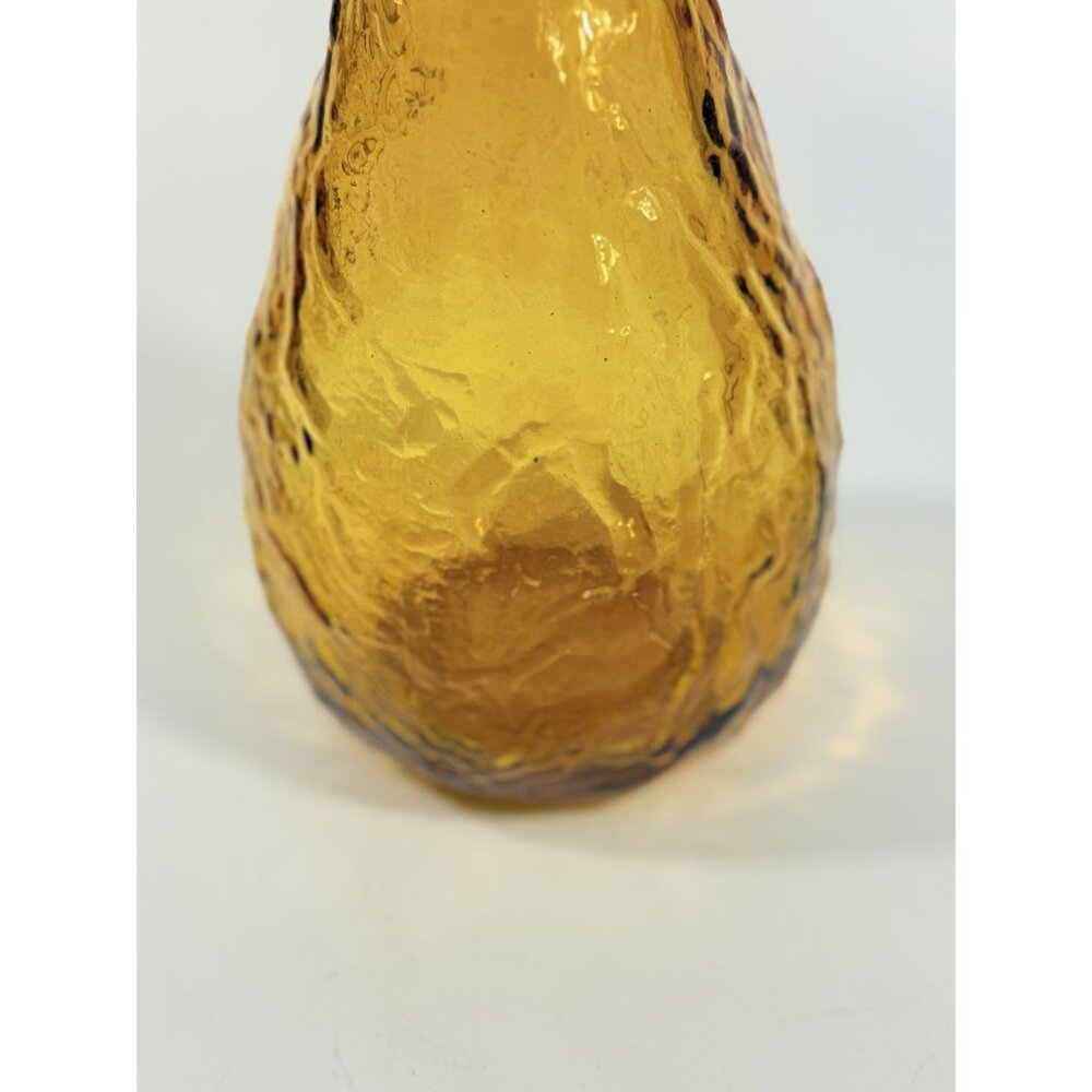 Genie Bottle Vintage Amber Empoli Crinkle Glass No Stopper Mid Century Art Home - Picture 6 of 15